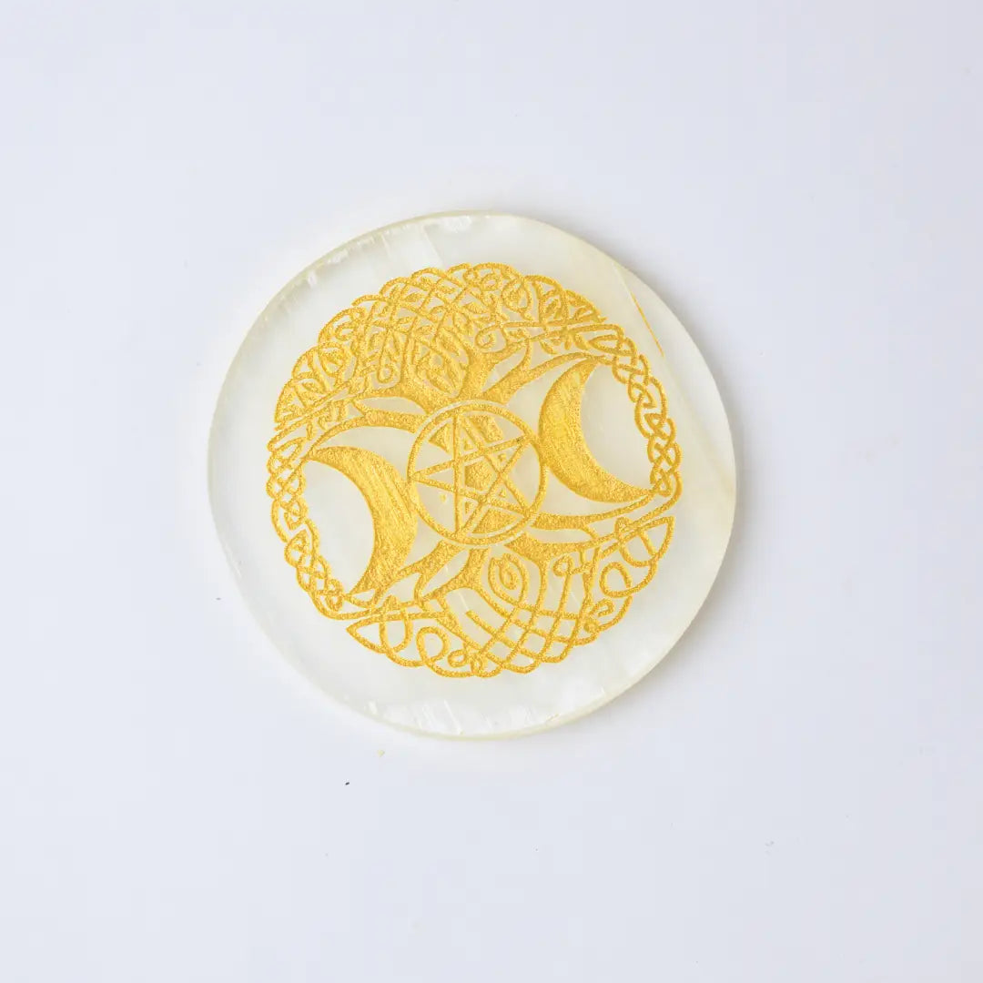 Selenite Triple Moon Charging Plate - Round