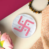 Selenite Om Swastik Energy Charging Plate - Round