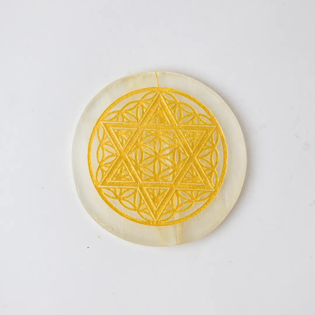 Selenite Merkaba Charging Plate - Round