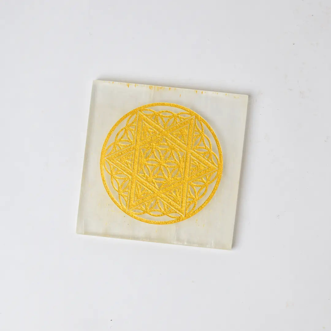 Selenite Eye of Horus Charging Plate - Square