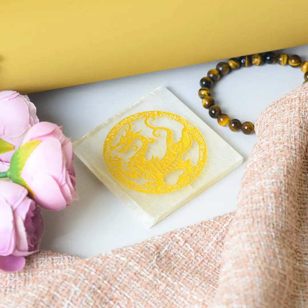 Selenite Dragon Charging Plate– Square