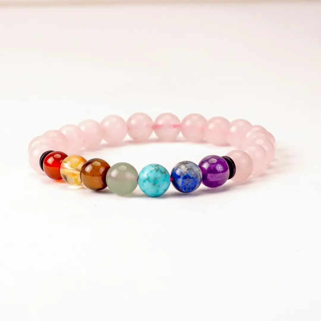 7 chakra with rose quartz