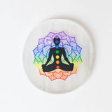 Selenite Seven Chakra Meditation Charging Plate - Round
