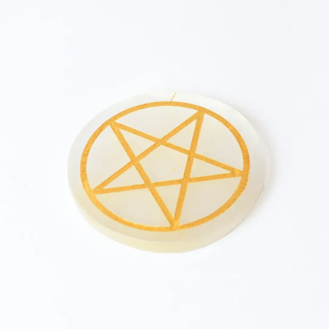 Selenite Pentacle Protection Charging Plate