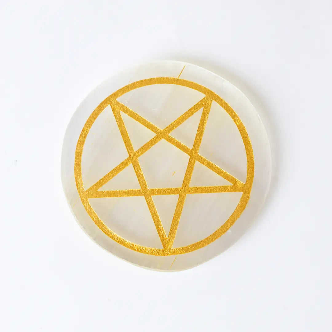 Selenite Pentacle Protection Charging Plate