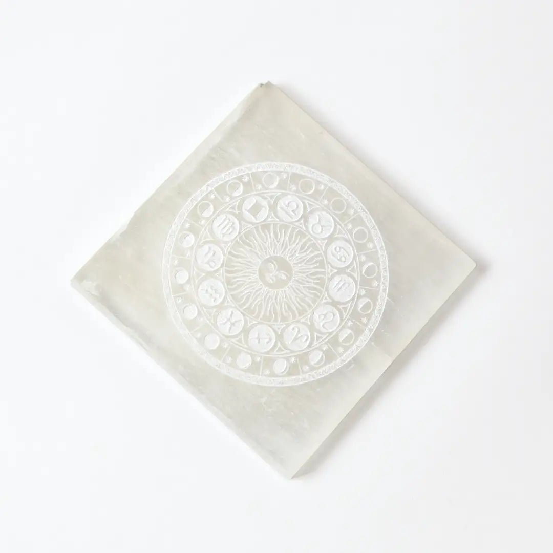 Selenite Zodiac & Sun Charging Plate - Square