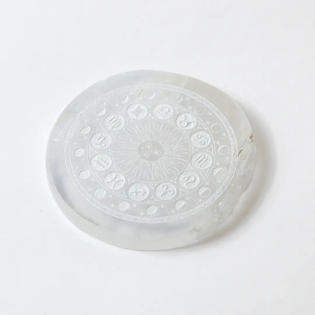 Selenite Zodiac & Sun Charging Plate - Round