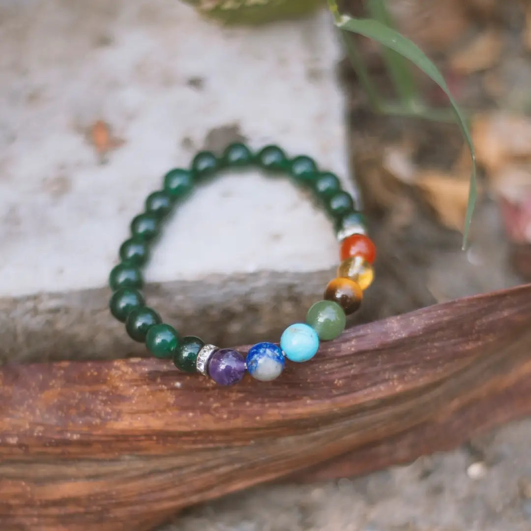 7 chakra with green jade