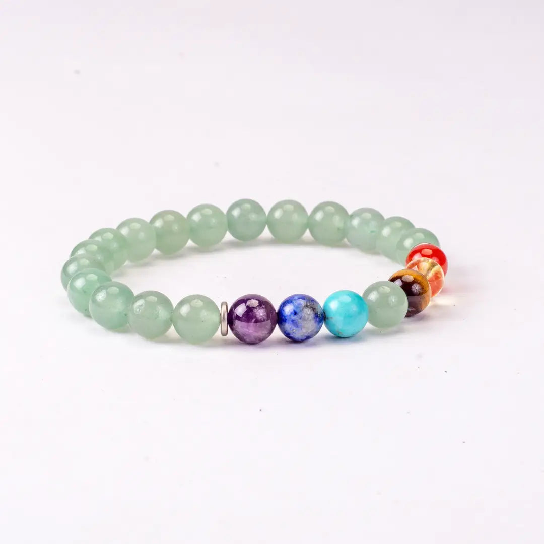 Green aventurine with 7 chakras