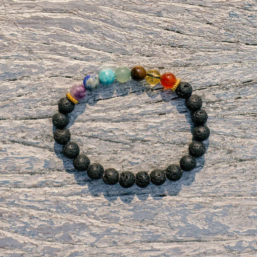 Lava stone with 7 chakras