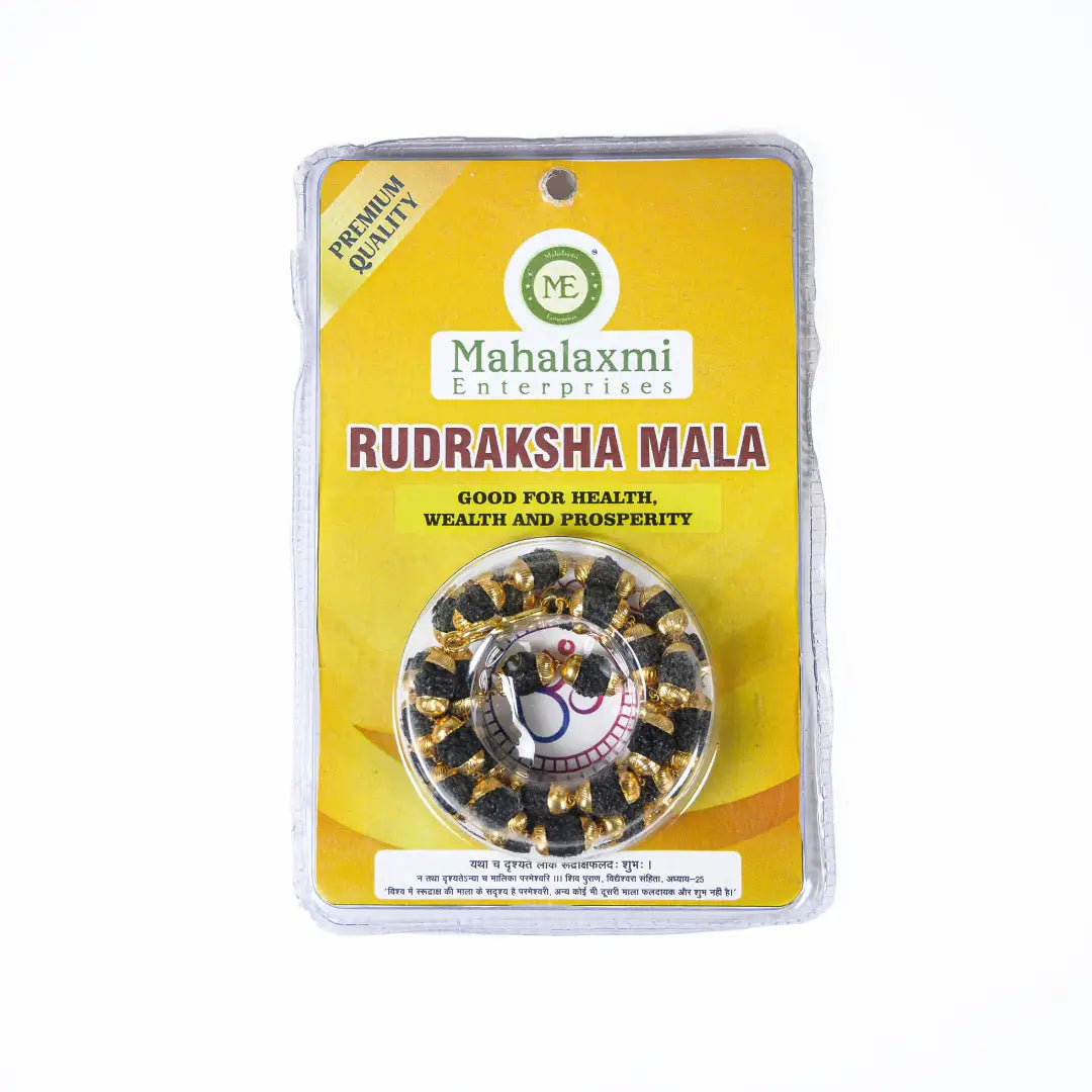Rudrax Mala Black Gold Plated