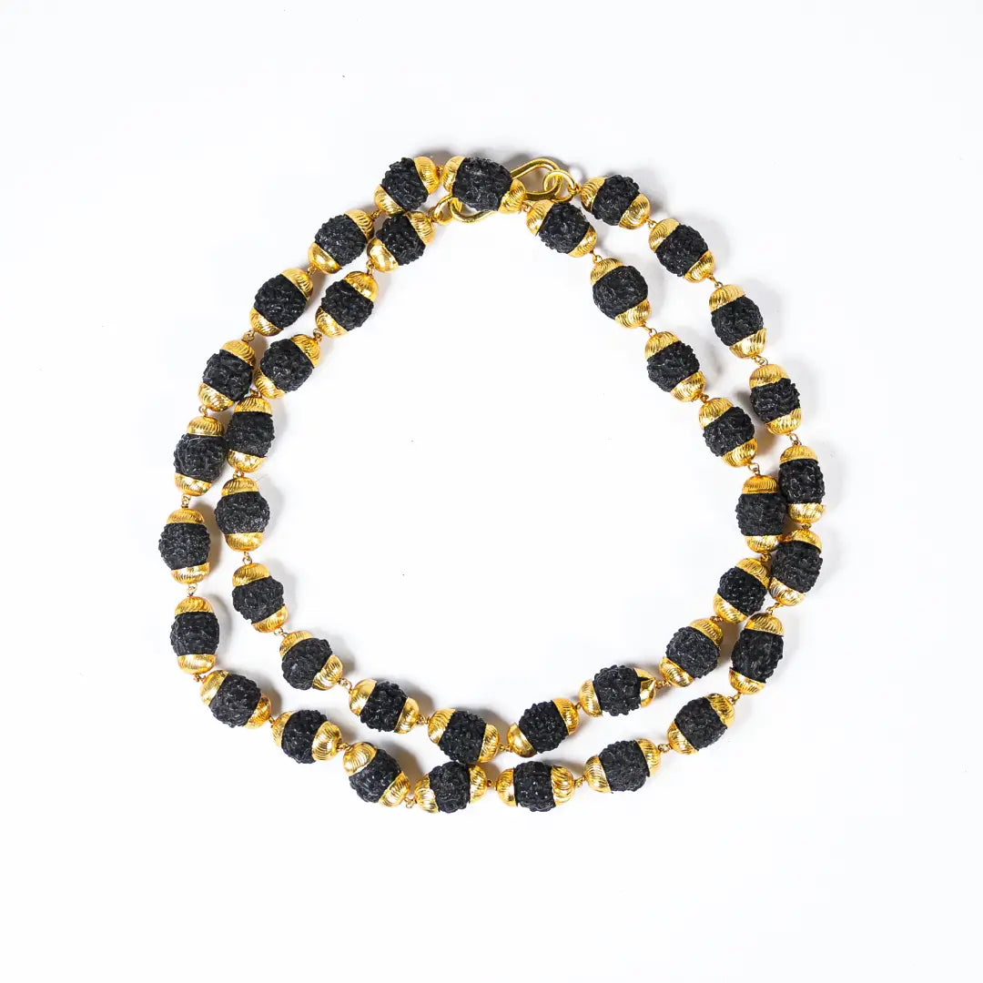 Rudrax Mala Black Gold Plated
