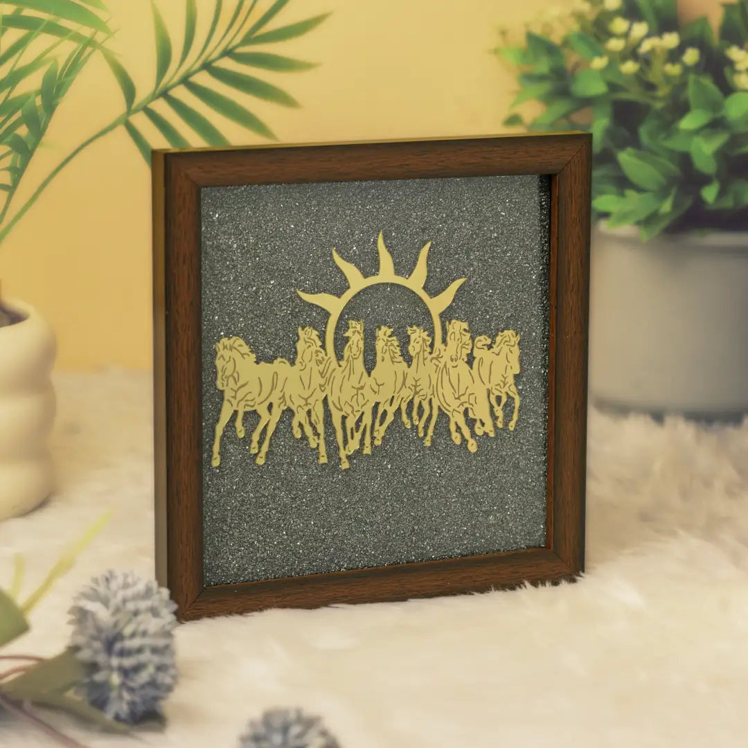 Seven Running Horses with Sun