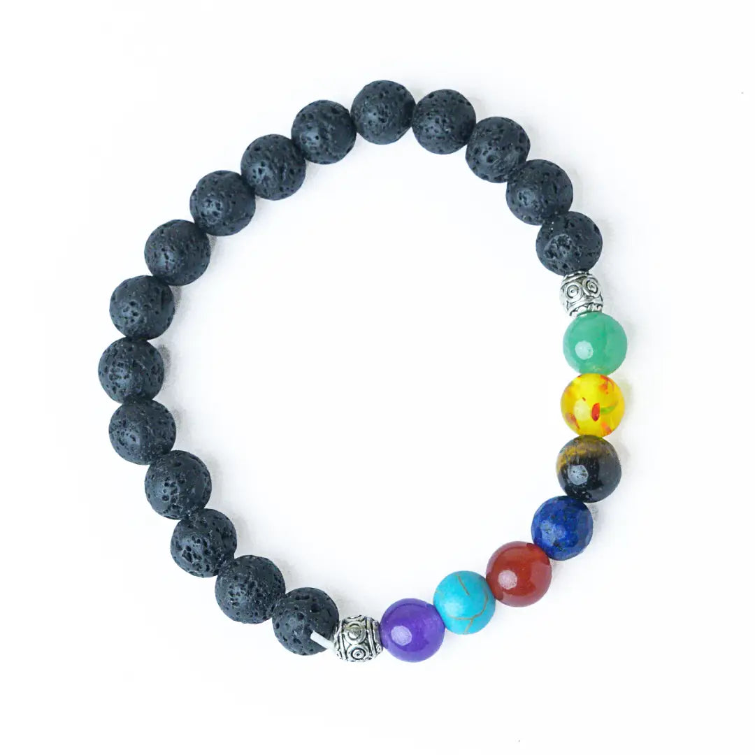 Seven Chakraa With Lava Stone Bracelet