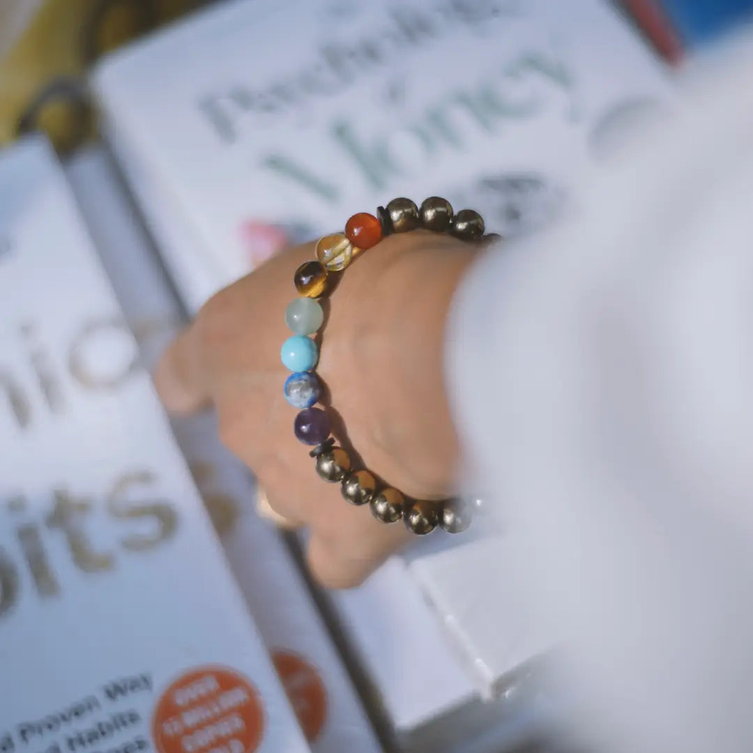 golder pyrite hamatite with 7 chakras