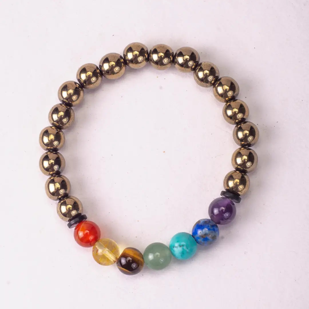 golder pyrite hamatite with 7 chakras