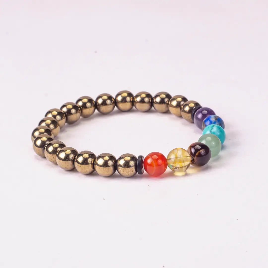 golder pyrite hamatite with 7 chakras